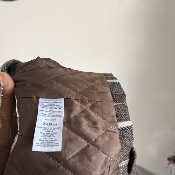 Anthropologie Cartonnier Coat Jacket Womens M Brown White Striped Wool Blend - Picture 7 of 9